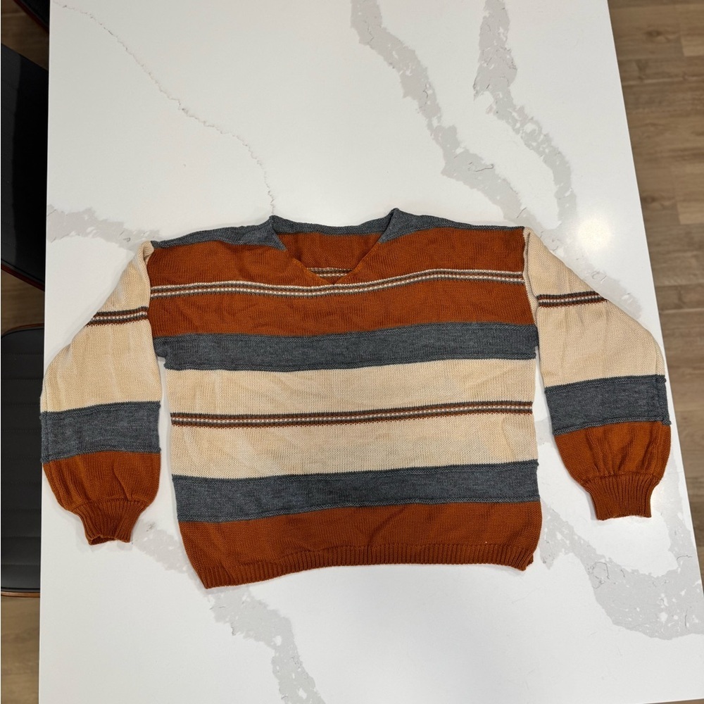 SHEIN Women's Crewneck Sweater - Rust, Gray, Beige